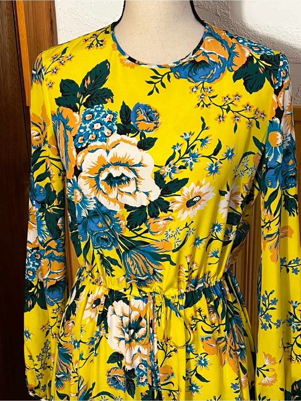 Diane Von Furstenberg Silk Bournier Acid Yellow Floral Print Maxi Dress Sz-4 - Picture 3 of 12